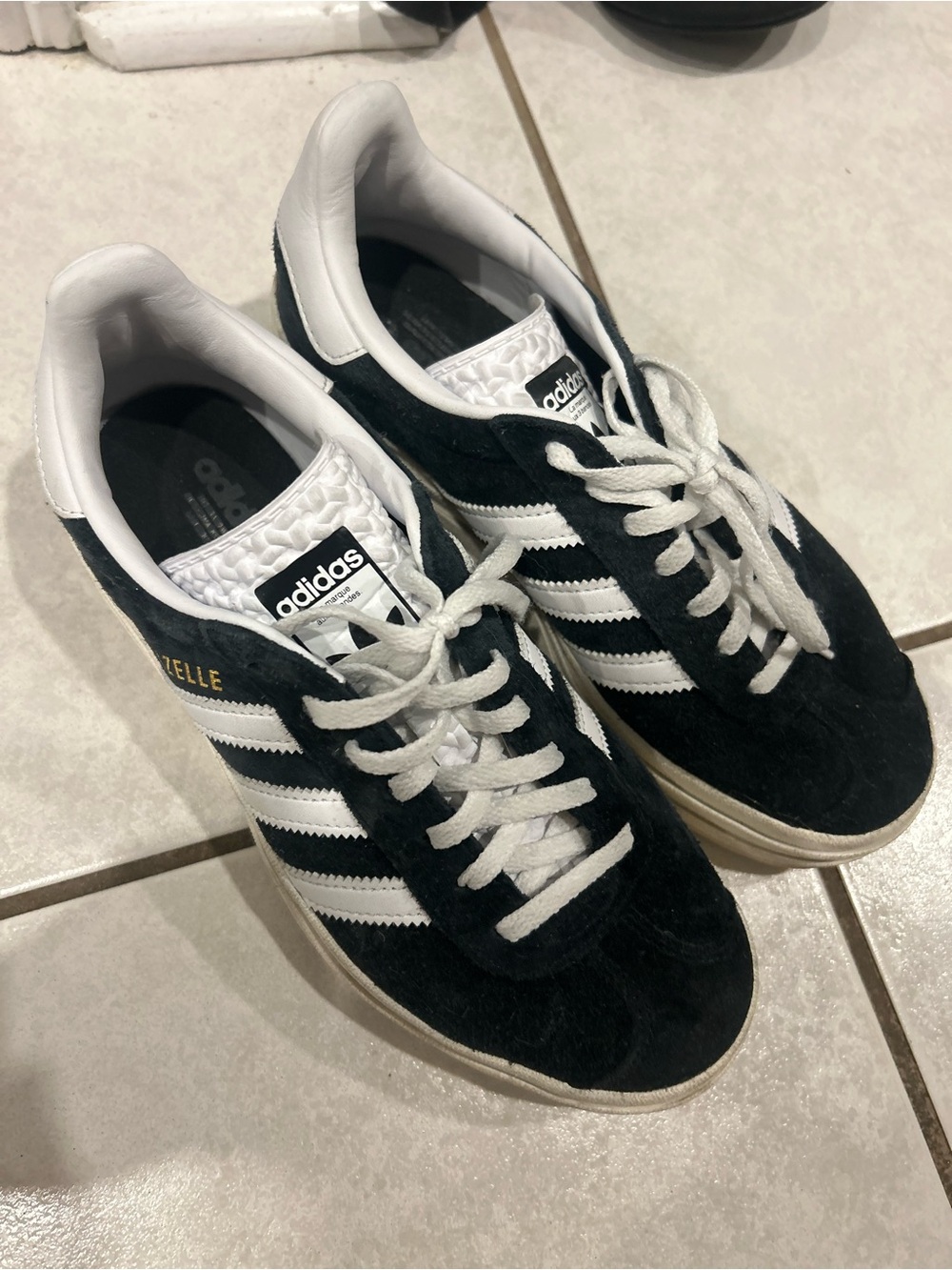 adidas Gazelle Black and White Suede Sneakers